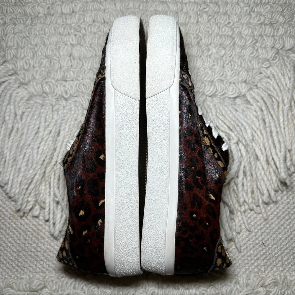 MADEWELL brown leopard colorblock calf hair Sidewalk low-top sneakers 6 NEW